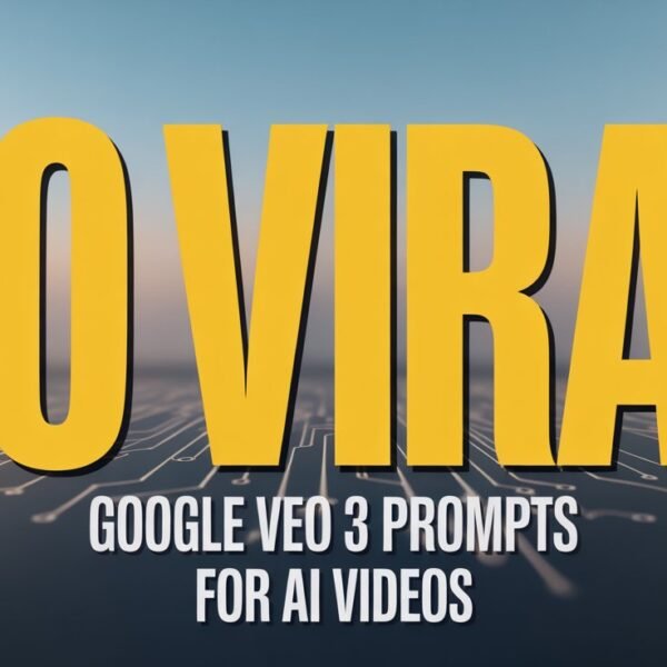 Bold yellow text reads "50 Viral" over a blurred circuit board background. Below, smaller white text states "Google VEO 3 Prompts for AI Videos." The tone is modern and tech-focused.